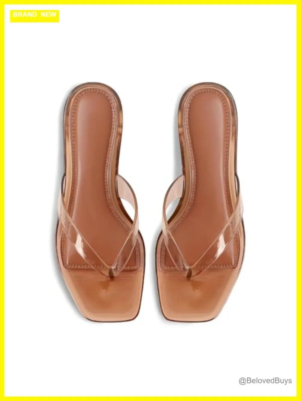 Women's Square Toe Kitten Heel Jelly Sandals Summer Clear PVC Slip On